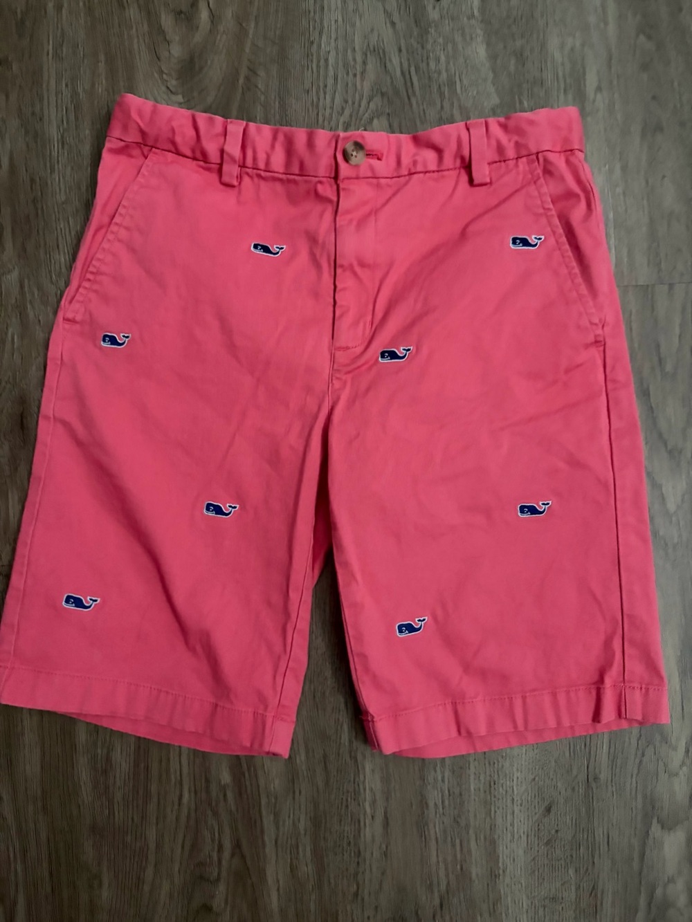 Vineyard Vines Youth Whale Embroidered Coral Shorts